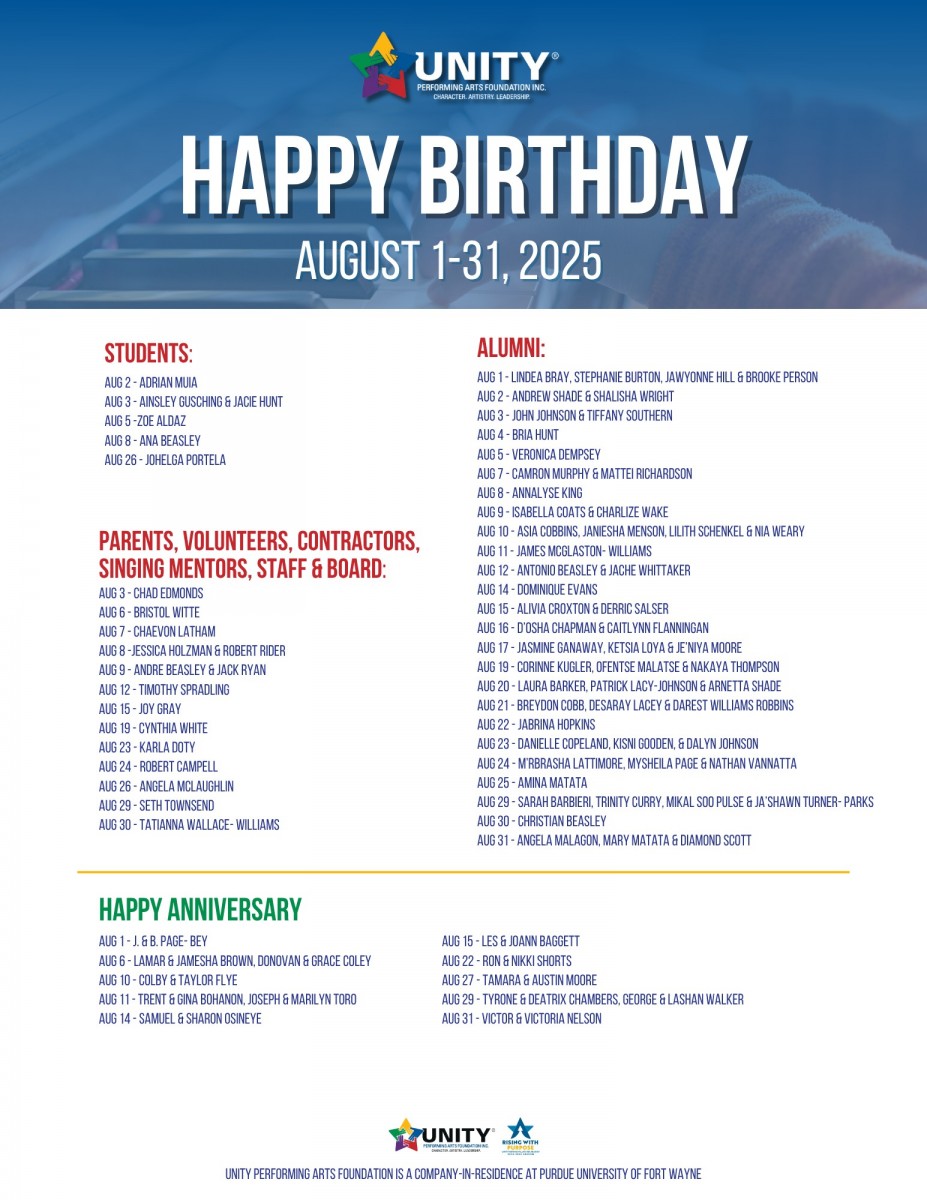 AUGUST 2025 - Unity Monthly Calendars - Birthdays - V3