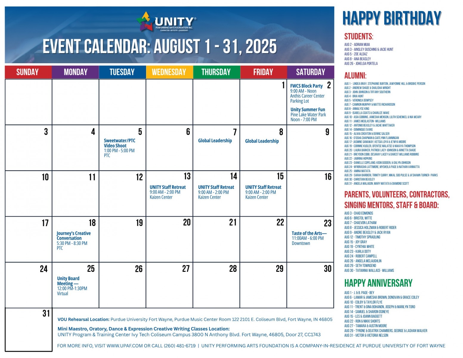 AUGUST 2025 - Unity Monthly Calendars V4