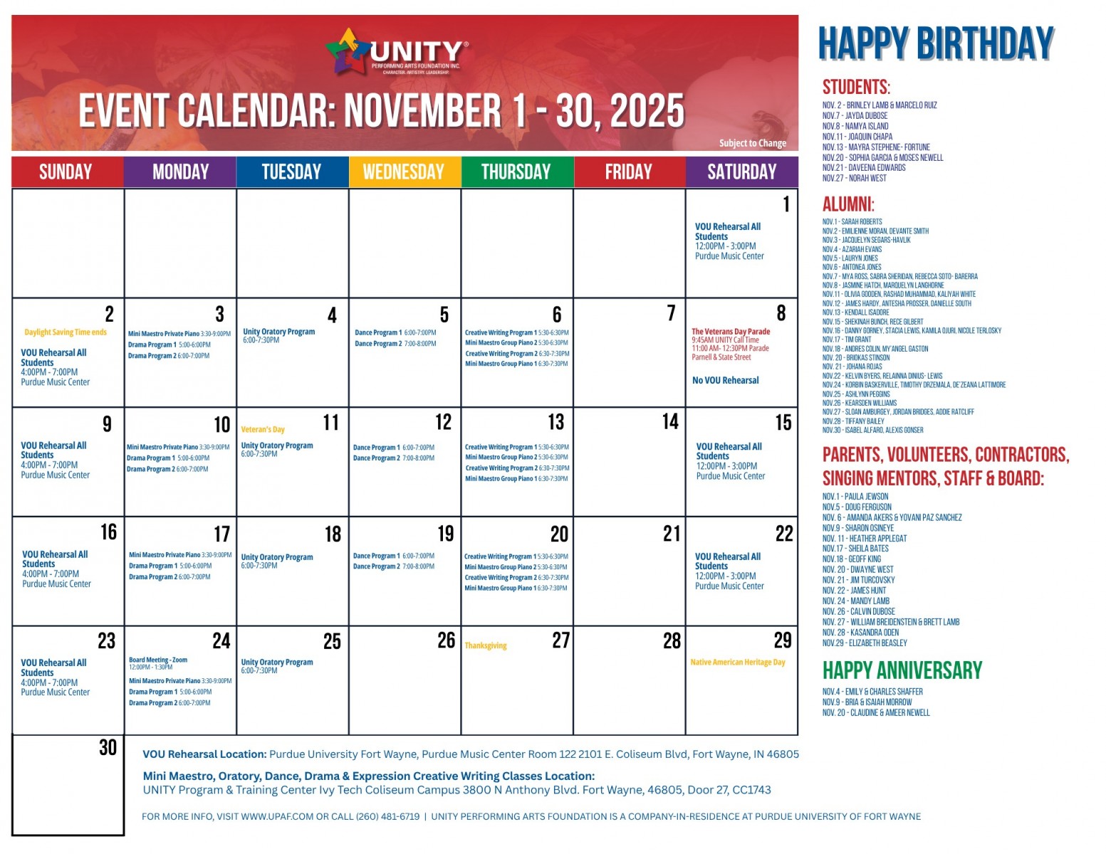 NOVEMBER 2025 - Unity Monthly Calendars V4
