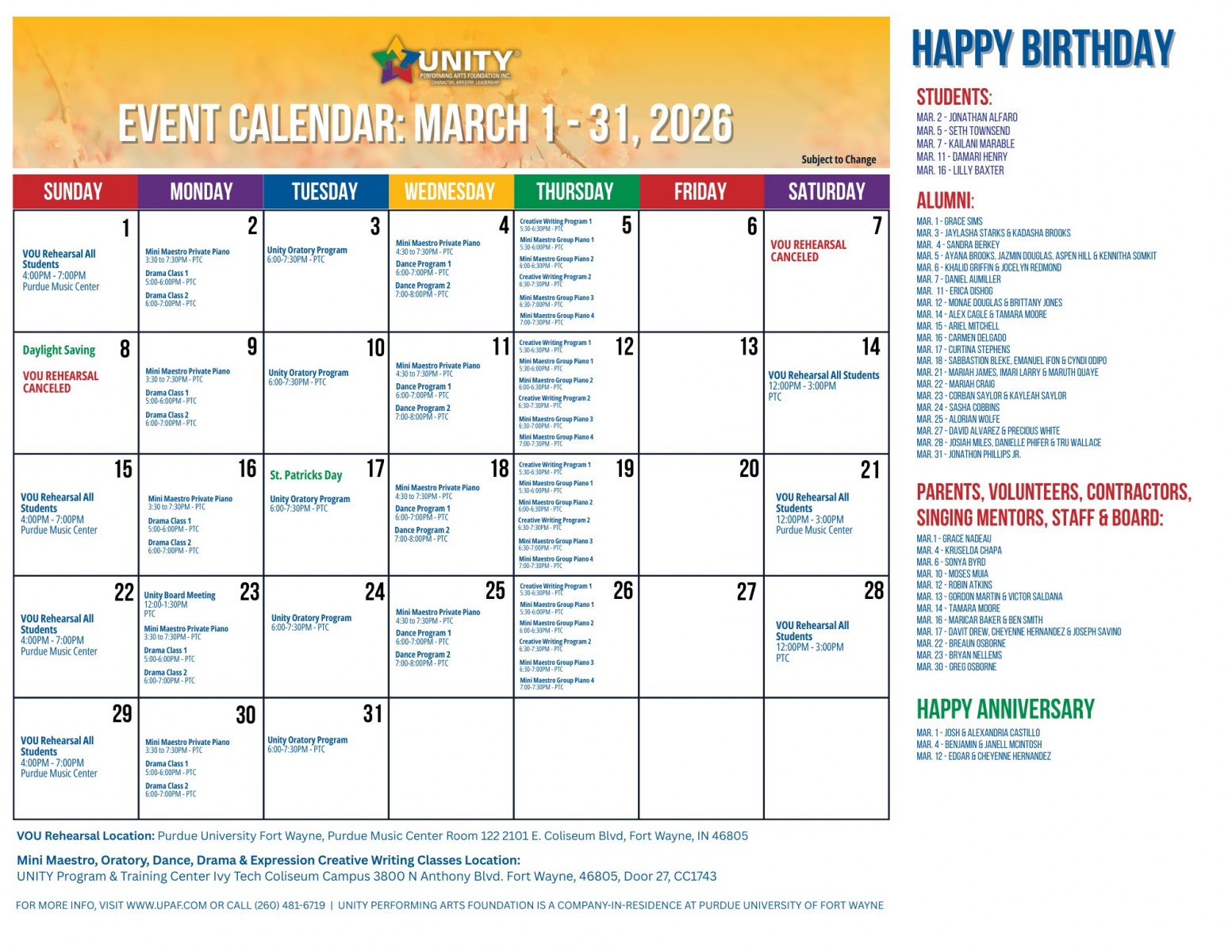 March 2026 - Unity Monthly Calendar - V3