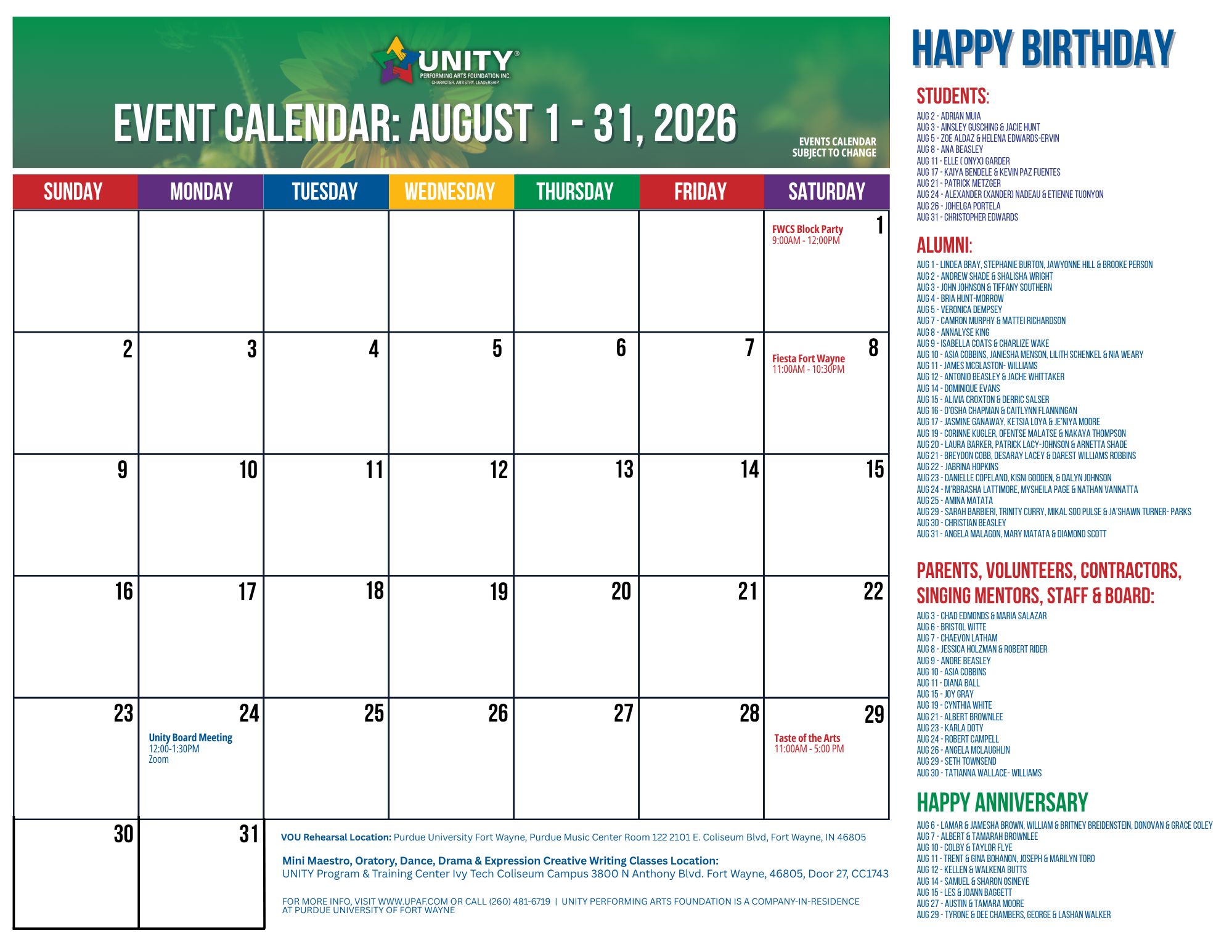 August 2026 - Unity Monthly Calendars - V2